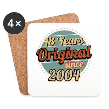 18 Jahre Original seit 2004 Vintage - Untersetzer (4er-Set) - Weiß - Vorne
