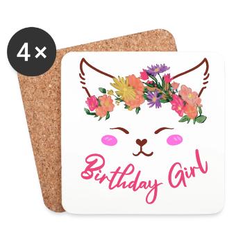 Anniversaire Fille Chats Tenue anniversaire fille - Dessous de verre (lot de 4) - blanc - Devant
