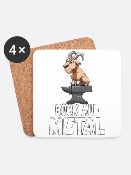 Bock auf Metal - Untersetzer (4er-Set) - Weiß