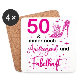 50 Geburtstag Frauen Geschenk 50 Jahre Geburtstag - Untersetzer (4er-Set) - Weiß - Vorne