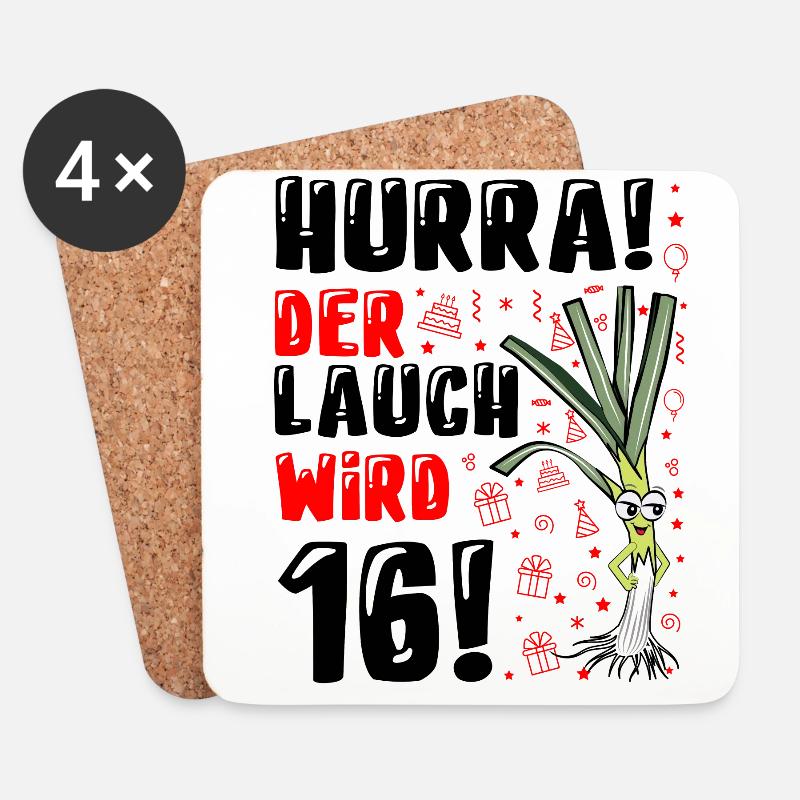 16 Geburtstag Junge Gag Geschenk Ehrenlauch - Untersetzer (4er-Set) - Weiß
