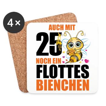 25 Geburtstag Frauen Geschenk lustig Biene Imker - Untersetzer (4er-Set) - Weiß - Vorne