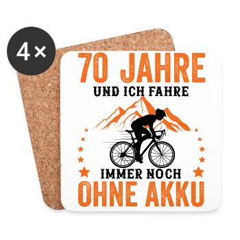 70 Geburtstag 70 Ehrentag 70 Jubiläum Radsport - Untersetzer (4er-Set) - Weiß - Vorne