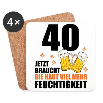 40 Geburtstag 40. Jubiläum 40 Ehrentag Bier Humor - Untersetzer (4er-Set) - Weiß - Vorne