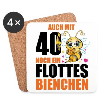 40 Geburtstag Frauen Geschenk lustig Biene Imker - Untersetzer (4er-Set) - Weiß - Vorne