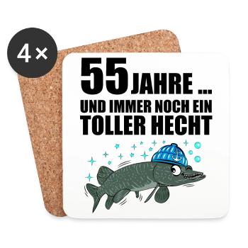 Anglergeschenk zum 55 Geburtstag 55 Ehrentag - Untersetzer (4er-Set) - Weiß - Vorne