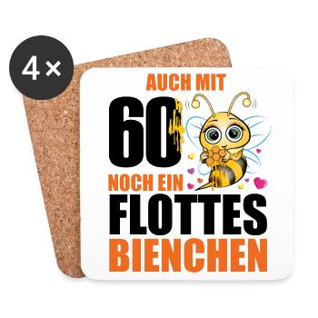 60 Geburtstag Frauen Geschenk lustig Biene Imker - Untersetzer (4er-Set) - Weiß - Vorne
