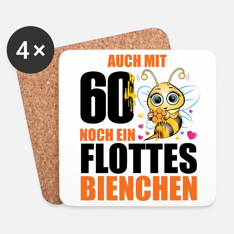 60 Geburtstag Frauen Geschenk lustig Biene Imker - Untersetzer (4er-Set) - Weiß