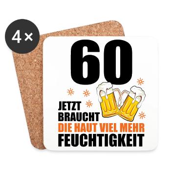 60 Geburtstag 60. Jubiläum 60 Ehrentag Bier Humor - Untersetzer (4er-Set) - Weiß - Vorne