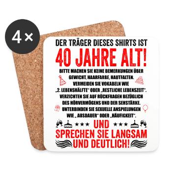 40. Geburtstag lustige Geschenke Männer 40 Jahre - Untersetzer (4er-Set) - Weiß - Vorne