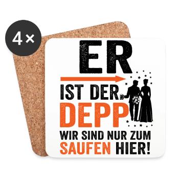 Junggesellenabschied Männer Geschenk lustig - Untersetzer (4er-Set) - Weiß - Vorne