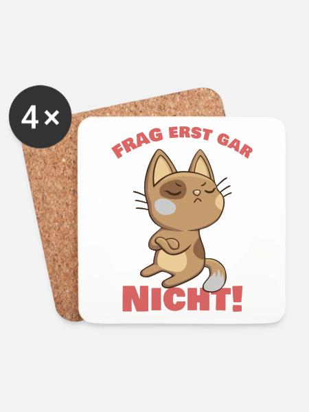 Süße Katze witziger Spruch Geschenk - Untersetzer (4er-Set) - Weiß