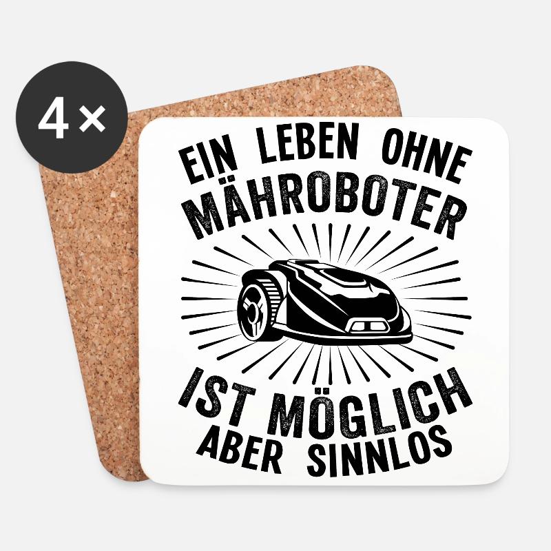 Hobbygärtner Rasenroboter Rasenmähroboter Humor - Untersetzer (4er-Set) - Weiß