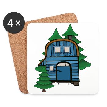 Freak Nature Lovers Construction Trailer Camping House Cabin - Dessous de verre (lot de 4) - blanc - Devant