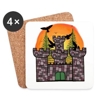Middle Ages Knight Fortress Castle Fairy Tale Children - Coasters (set of 4) - white - Front