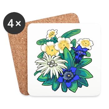 Austria Flowers Flower Mountains Mountains Nature Flora - Coasters (set of 4) - white - Front