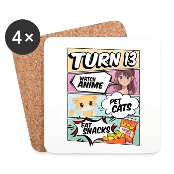 13th Birthday Anime Girl - Coasters (set of 4) - white - Front