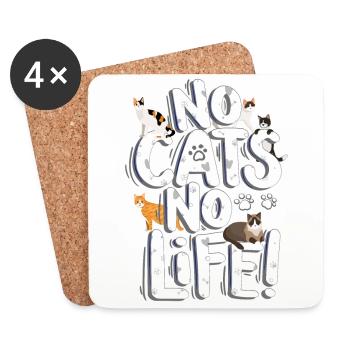 No cats no life cats Valentine's Day - Coasters (set of 4) - white - Front