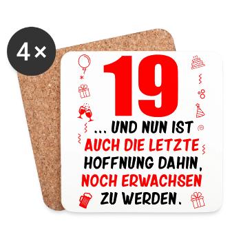 19. Geburtstag Mann 19.Ehrentag 19. Jubiläum Fun - Untersetzer (4er-Set) - Weiß - Vorne