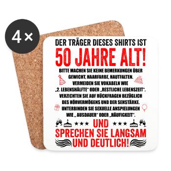 50. Geburtstag lustige Geschenke Männer 50 Jahre - Untersetzer (4er-Set) - Weiß - Vorne