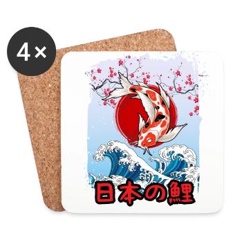 Japanese Koi Carp Angler - Coasters (set of 4) - white - Front