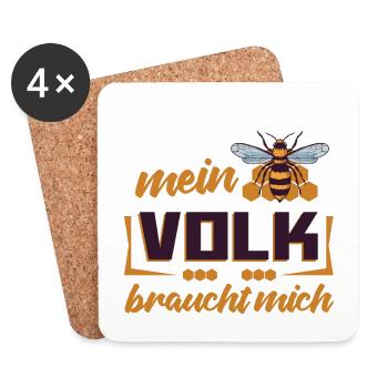 Keine Zeit mein Volk ruft Bienen Imker Honig - Untersetzer (4er-Set) - Weiß - Vorne