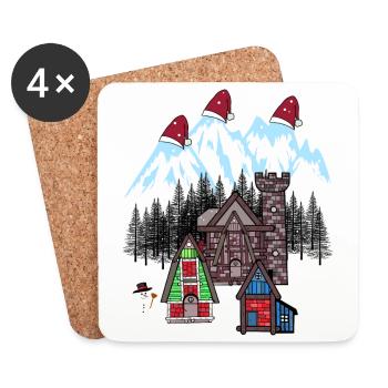 Xmas Winter Tirol Österreich Gebirge Berg Nikolaus - Untersetzer (4er-Set) - Weiß - Vorne