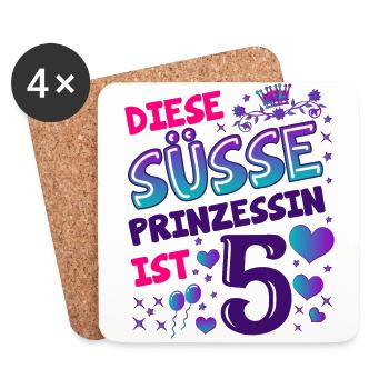 5. Geburtstag Mädchen Geschenk Königstochter - Untersetzer (4er-Set) - Weiß - Vorne