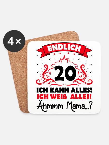 20 Geburtstag Mädchen Junge Fun Geschenk lustig - Untersetzer (4er-Set) - Weiß