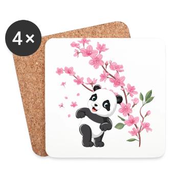 Panda Kirschblüten Kirschblüte Japanisch Pandas - Untersetzer (4er-Set) - Weiß - Vorne