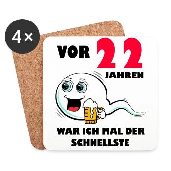 22. Geburtstag lustig 22.Ehrentag 22. Jubiläum - Untersetzer (4er-Set) - Weiß - Vorne