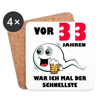 33. Geburtstag lustig 33.Ehrentag 33. Jubiläum - Untersetzer (4er-Set) - Weiß - Vorne