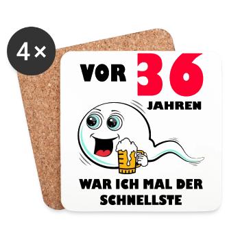 36. Geburtstag lustig 36.Ehrentag 36. Jubiläum - Untersetzer (4er-Set) - Weiß - Vorne