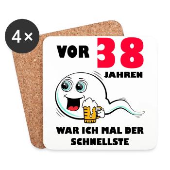 38. Geburtstag lustig 38.Ehrentag 38. Jubiläum - Untersetzer (4er-Set) - Weiß - Vorne