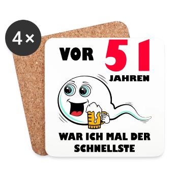 51. Geburtstag lustig 51.Ehrentag 51. Jubiläum - Untersetzer (4er-Set) - Weiß - Vorne