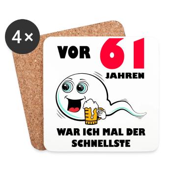 61. Geburtstag lustig 61.Ehrentag 61. Jubiläum - Untersetzer (4er-Set) - Weiß - Vorne