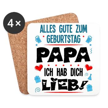 Papa Geburtstag Geschenk Geburtstagsgeschenk Kind - Untersetzer (4er-Set) - Weiß - Vorne