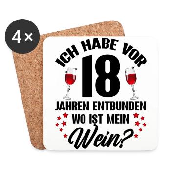 Outfit für Mama zum 18. Geburtstag Tochter Sohn - Untersetzer (4er-Set) - Weiß - Vorne