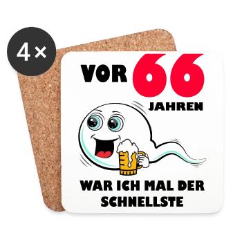 66. Geburtstag lustig 66.Ehrentag 66. Jubiläum - Untersetzer (4er-Set) - Weiß - Vorne