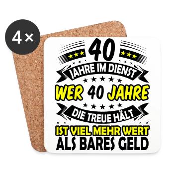 40. Dienstjubiläum 40. Firmenjubiläum Geschenk - Untersetzer (4er-Set) - Weiß - Vorne