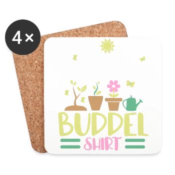 Offizielles Garten Buddelshirt Gärtner - Untersetzer (4er-Set) - Weiß - Vorne