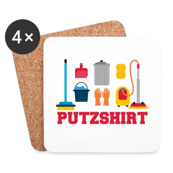 Offizielles Putzshirt Sauber machen aufräumen - Untersetzer (4er-Set) - Weiß - Vorne