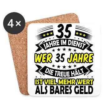 35. Dienstjubiläum 35. Firmenjubiläum Geschenk - Untersetzer (4er-Set) - Weiß - Vorne