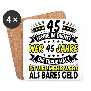 45. Dienstjubiläum 45. Firmenjubiläum Geschenk - Untersetzer (4er-Set) - Weiß - Vorne