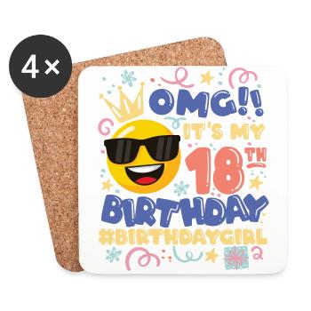 Omg! es ist mein 18. Geburtstag Mädchen Emoticon - Untersetzer (4er-Set) - Weiß - Vorne