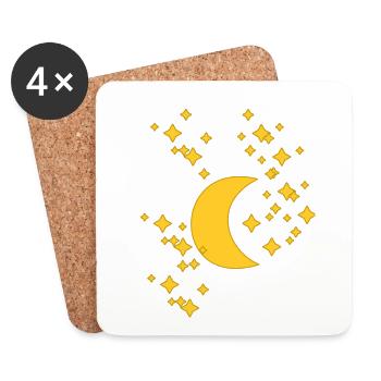 Moon Night Sky Starry Sky Stars Heavenly - Coasters (set of 4) - white - Front