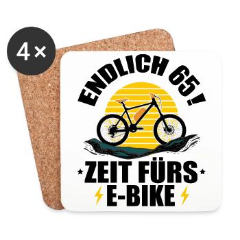 65 Geburtstag 65 Ehrentag 65 Jubiläum Radsport - Untersetzer (4er-Set) - Weiß - Vorne