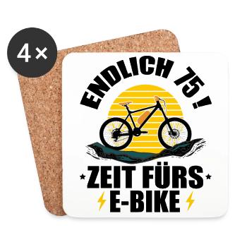 75 Geburtstag 75 Ehrentag 75 Jubiläum Radsport - Untersetzer (4er-Set) - Weiß - Vorne