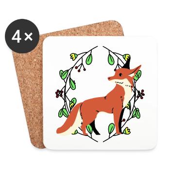 Printemps Nature Nature Renard Forêt Animaux Enfants Renards - Dessous de verre (lot de 4) - blanc - Devant
