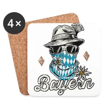 Freistaat Bayern T-Shirt Herren Bayrische Tracht - Untersetzer (4er-Set) - Weiß - Vorne